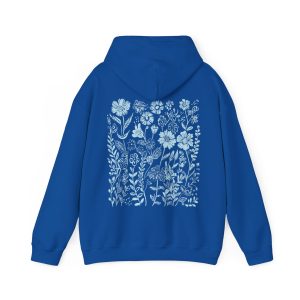 Equineop Store Blue Wildflower Hoodie Flower Hoodie