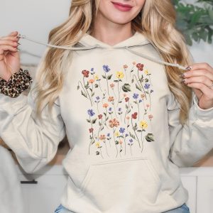 Equineop StoreBotanical Wildflowers Hoodie: Boho Cottagecore Style