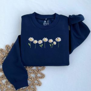 Daisy Embroidered Sweatshirt Cottagecore Floral