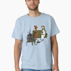 123 1231234 Equineop Store Jesus And Devil Playing Video Games Pixel Art Classic T-Shirt 123