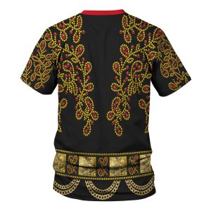 Gearhomie Elvis Spanish Flower - Black With Red Stones Costume t-shirt